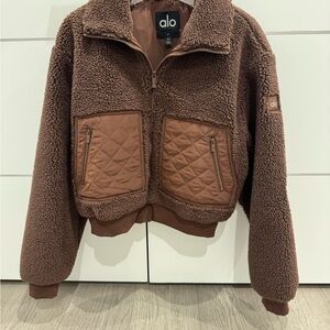 ALO Yoga Brown Teddy Zip-Up Jacket